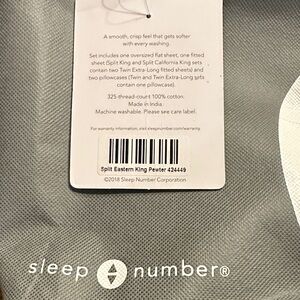 Sleep Number top flat sheet only King pewter